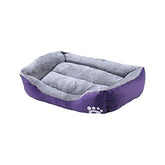 Kuber Industries Dog & Cat Bed|Super Soft Plush Top Pet Bed|Oxford Cloth Polyester Filling| Washable Dog Bed|Rectangular Cat Bed with Rise-Edge Pillow|QY036P-L|Purple(Pack of 4)
